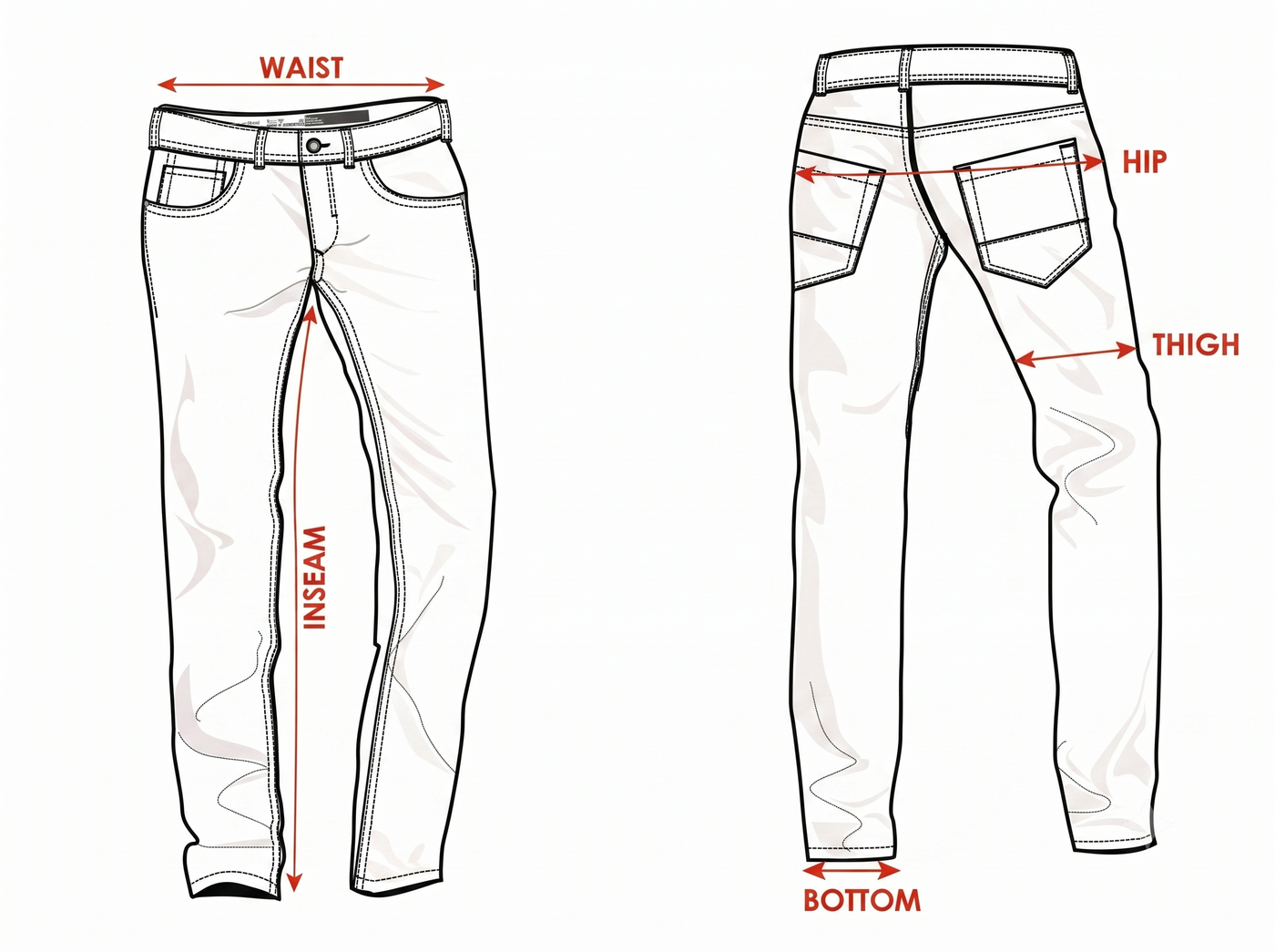 Guide visuel de mesure pour Jeans
